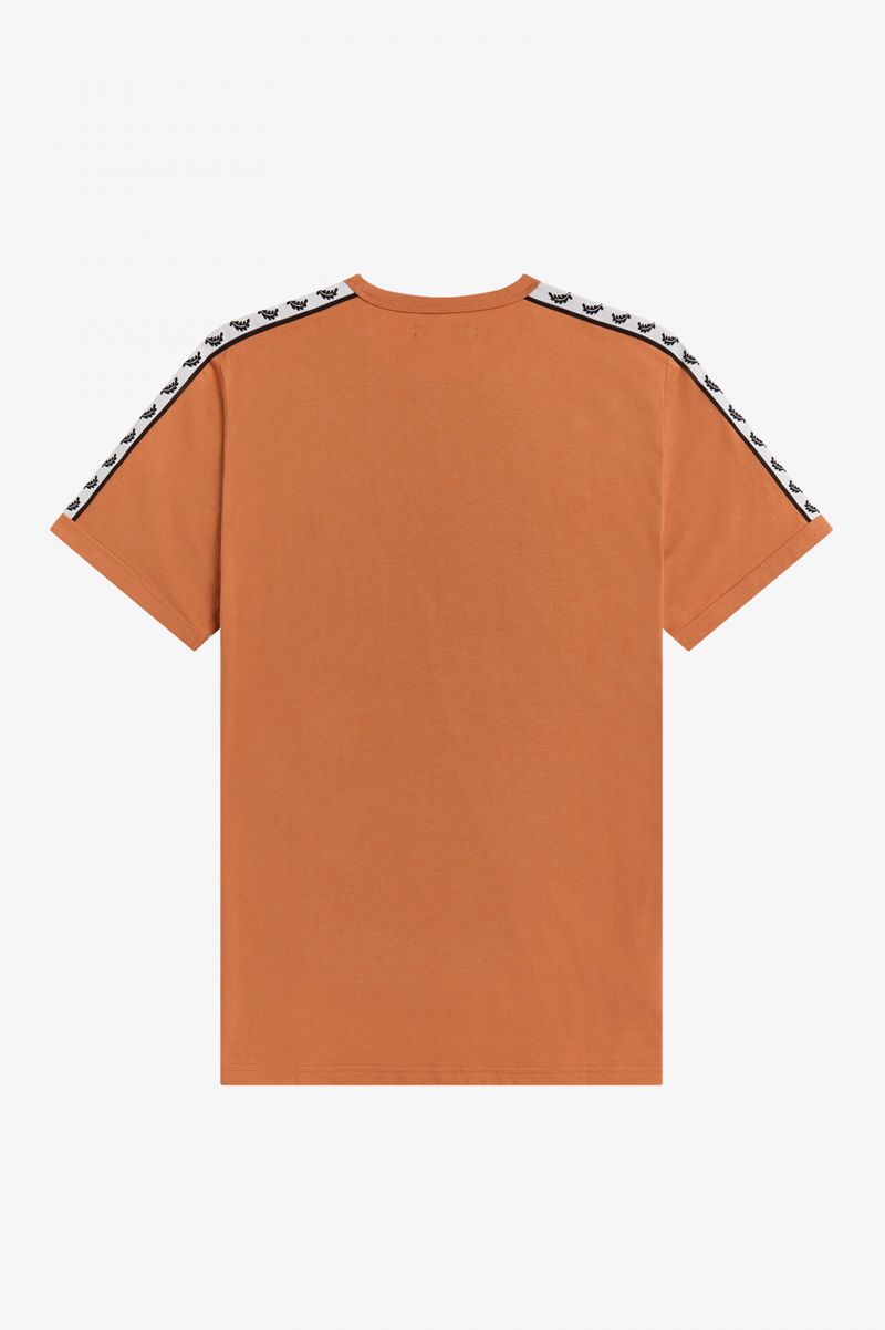 Men's Fred Perry Taped Ringer T-Shirts Bronze | 3612854-JK