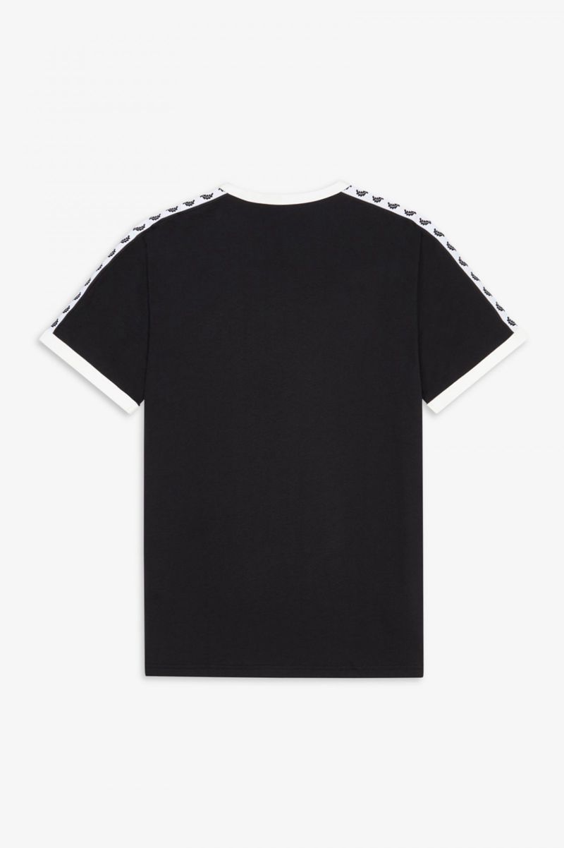 Men's Fred Perry Taped Ringer T-Shirts Black | 5387260-ZE