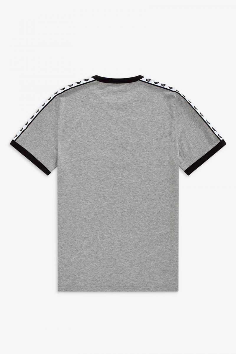 Men's Fred Perry Taped Ringer T-Shirts Grey | 0839415-MT