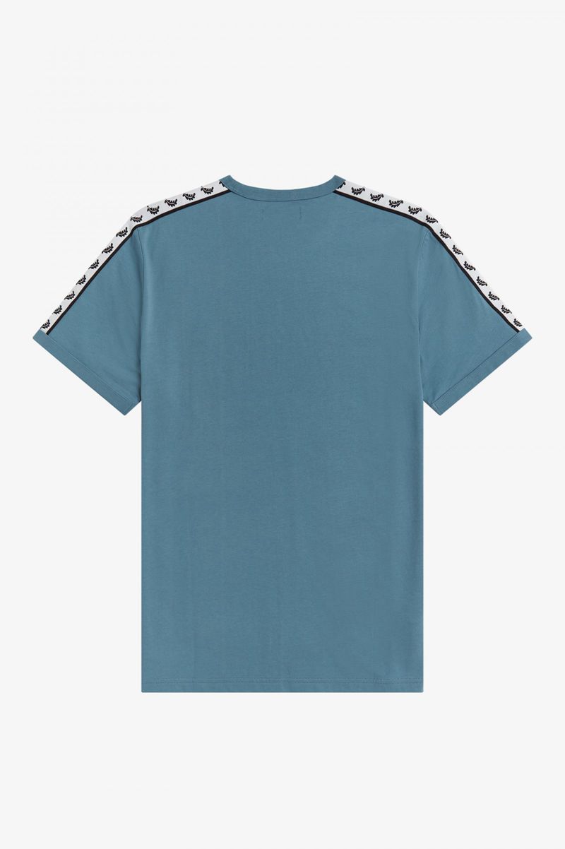 Men's Fred Perry Taped Ringer T-Shirts Grey Blue | 2538619-KO