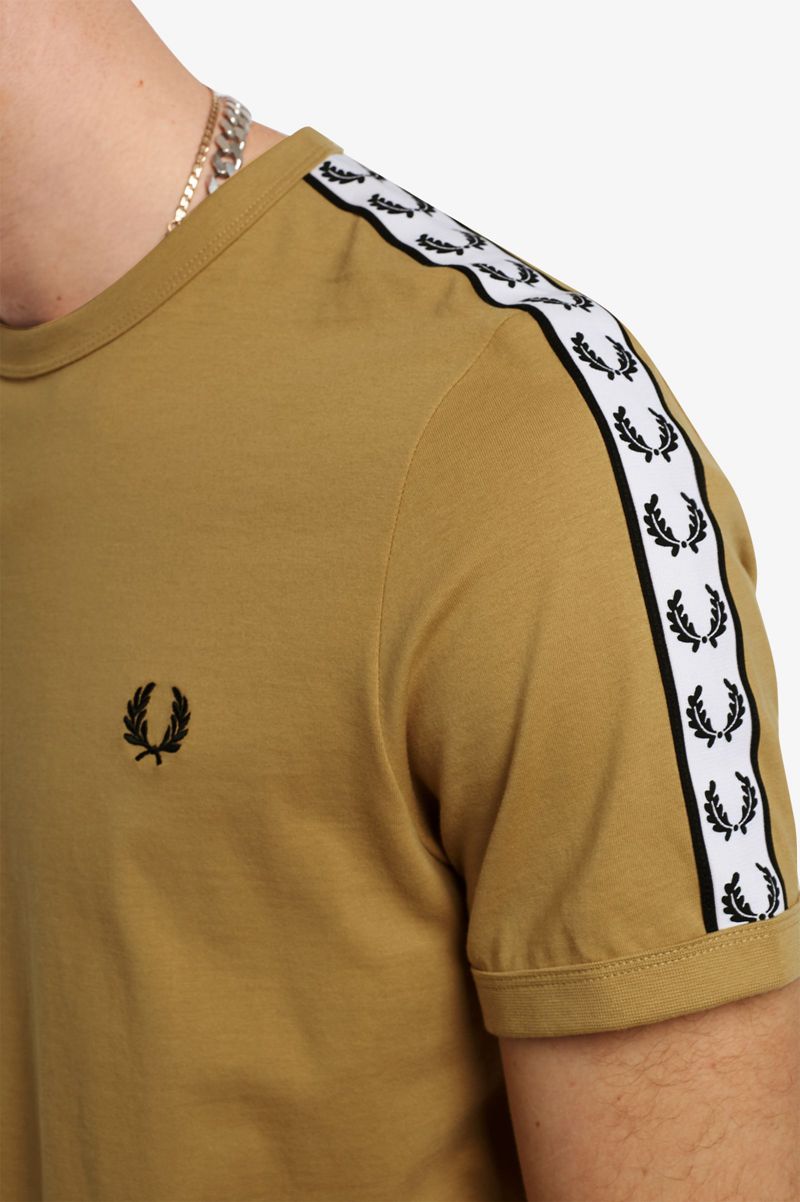 Men's Fred Perry Taped Ringer T-Shirts Grey | 4861397-JT