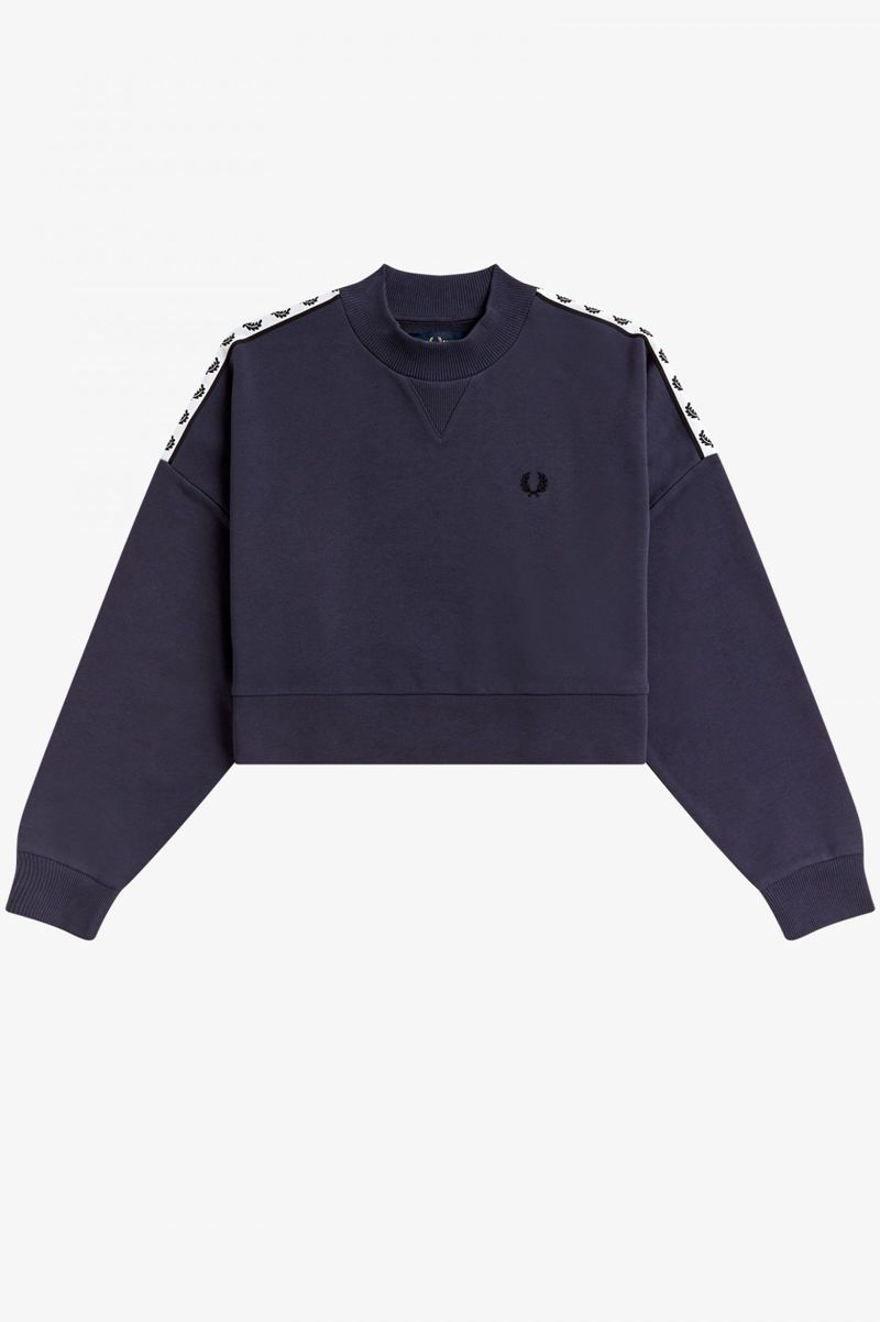 Men's Fred Perry Taped Sweatshirts Deep Grey | 7039146-AH