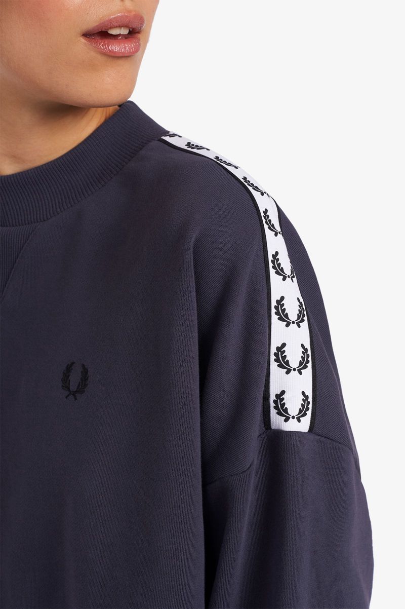 Men's Fred Perry Taped Sweatshirts Deep Grey | 7039146-AH