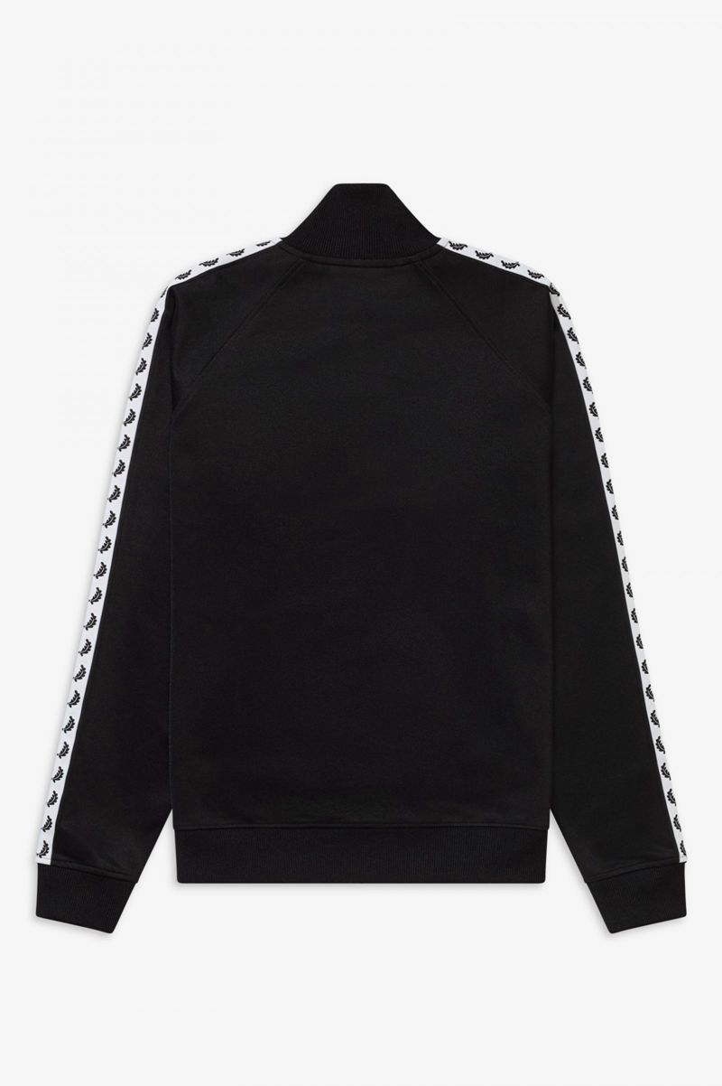 Men's Fred Perry Taped Track Jackets Black | 5093674-CG