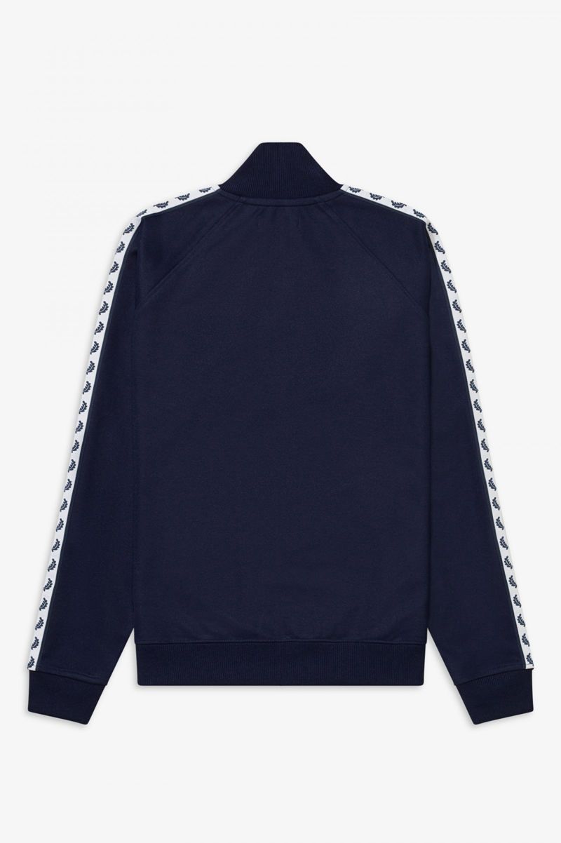 Men's Fred Perry Taped Track Jackets Dark Grey Blue | 1793452-JG