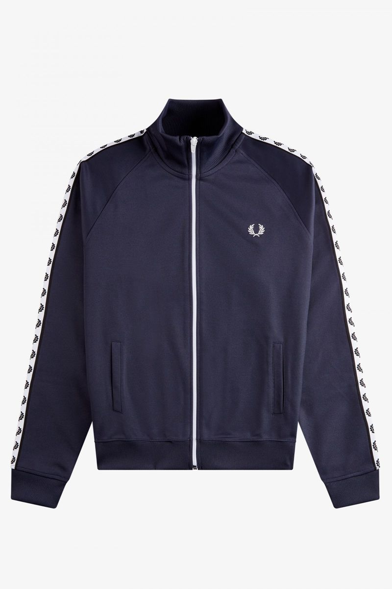 Men's Fred Perry Taped Track Jackets Deep Grey | 1574280-EN