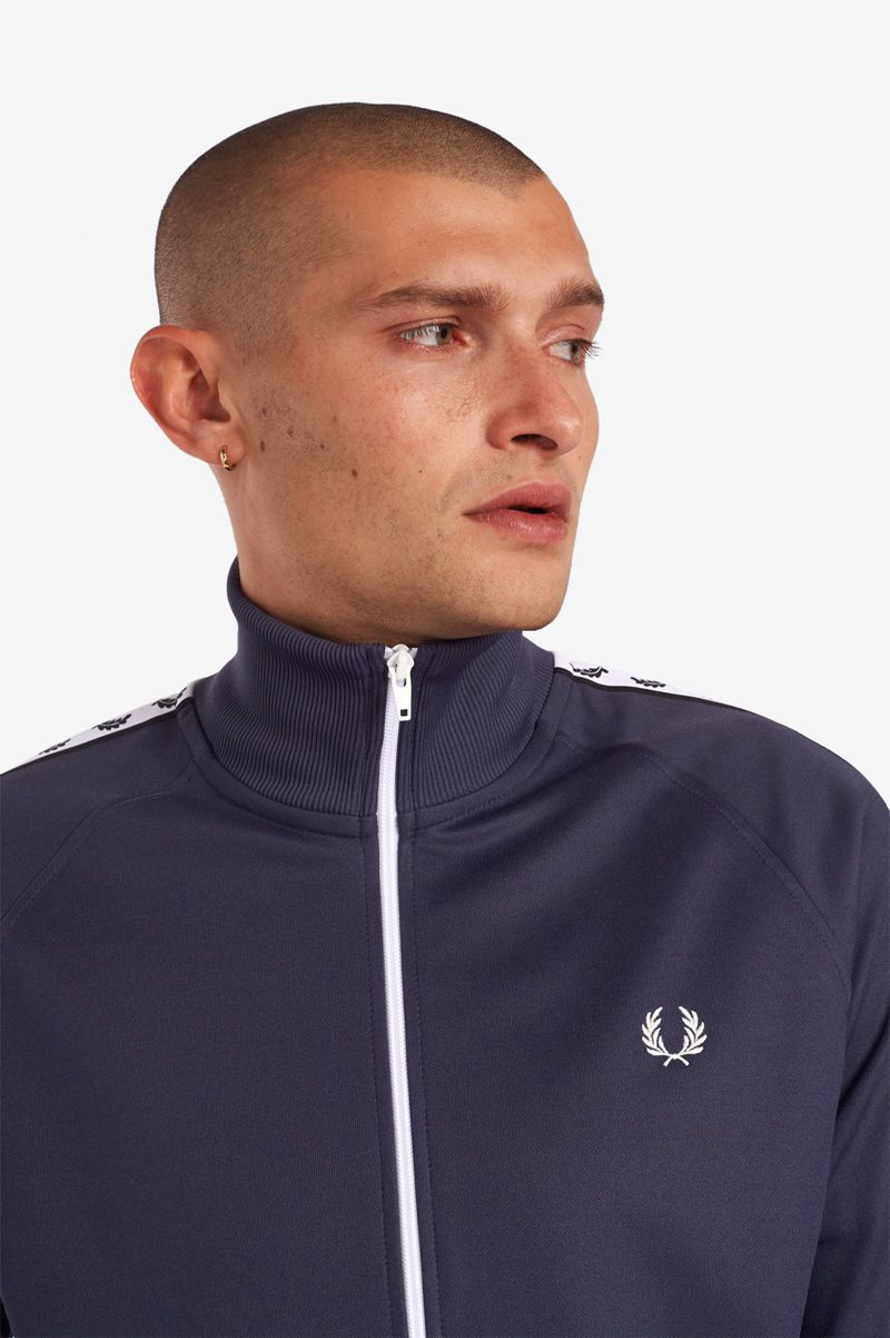 Men's Fred Perry Taped Track Jackets Deep Grey | 1574280-EN