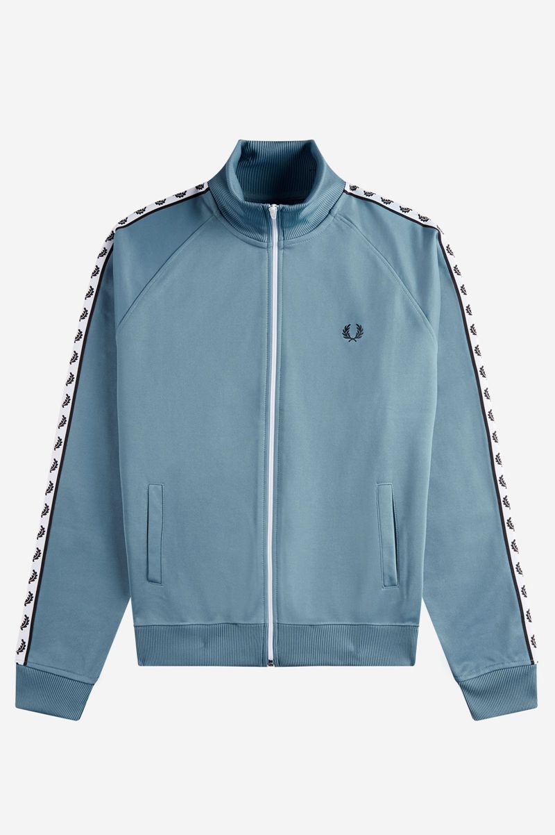 Men's Fred Perry Taped Track Jackets Grey Blue | 7612359-CH