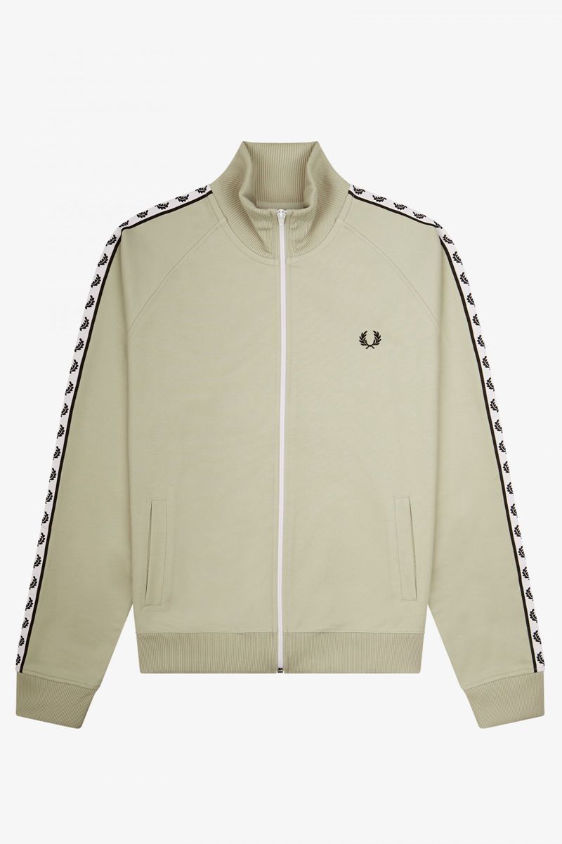 Men's Fred Perry Taped Track Jackets White | 7143065-AT