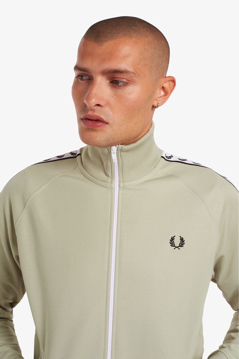 Men's Fred Perry Taped Track Jackets White | 7143065-AT