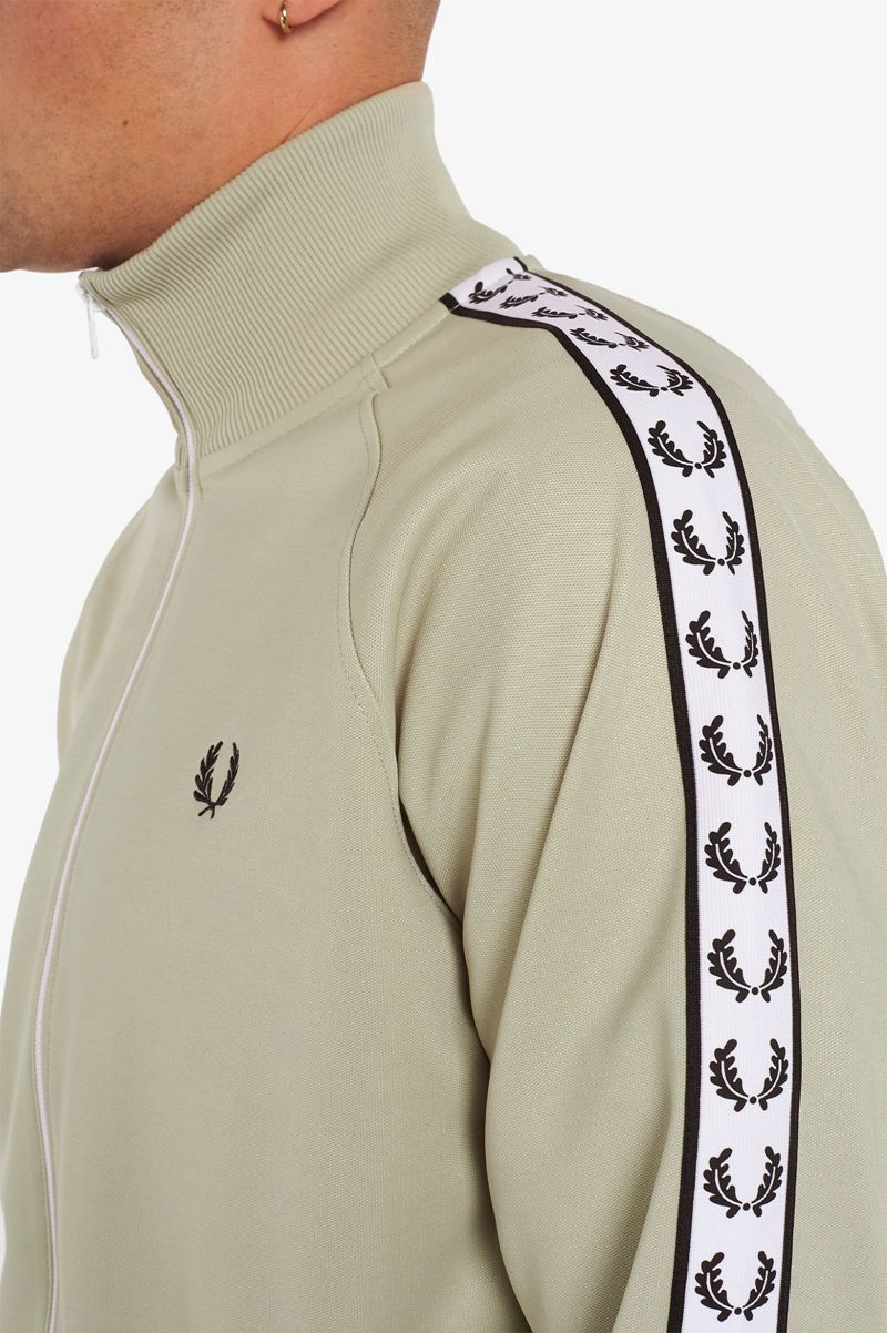 Men's Fred Perry Taped Track Jackets White | 7143065-AT