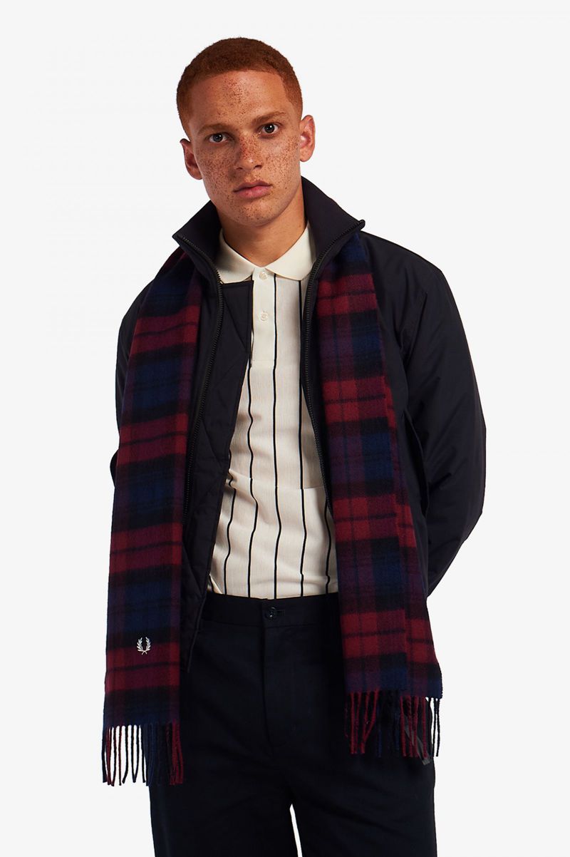 Men's Fred Perry Tartan Scarf Dark Grey | 9581304-YF