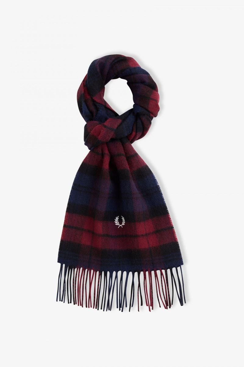 Men\'s Fred Perry Tartan Scarf Dark Grey | 9581304-YF