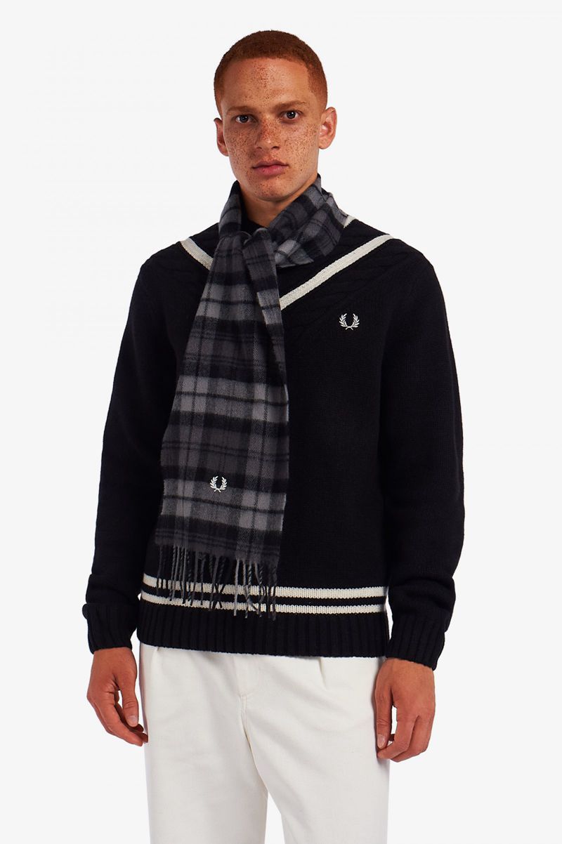 Men's Fred Perry Tartan Scarf Grey | 4258630-ZB