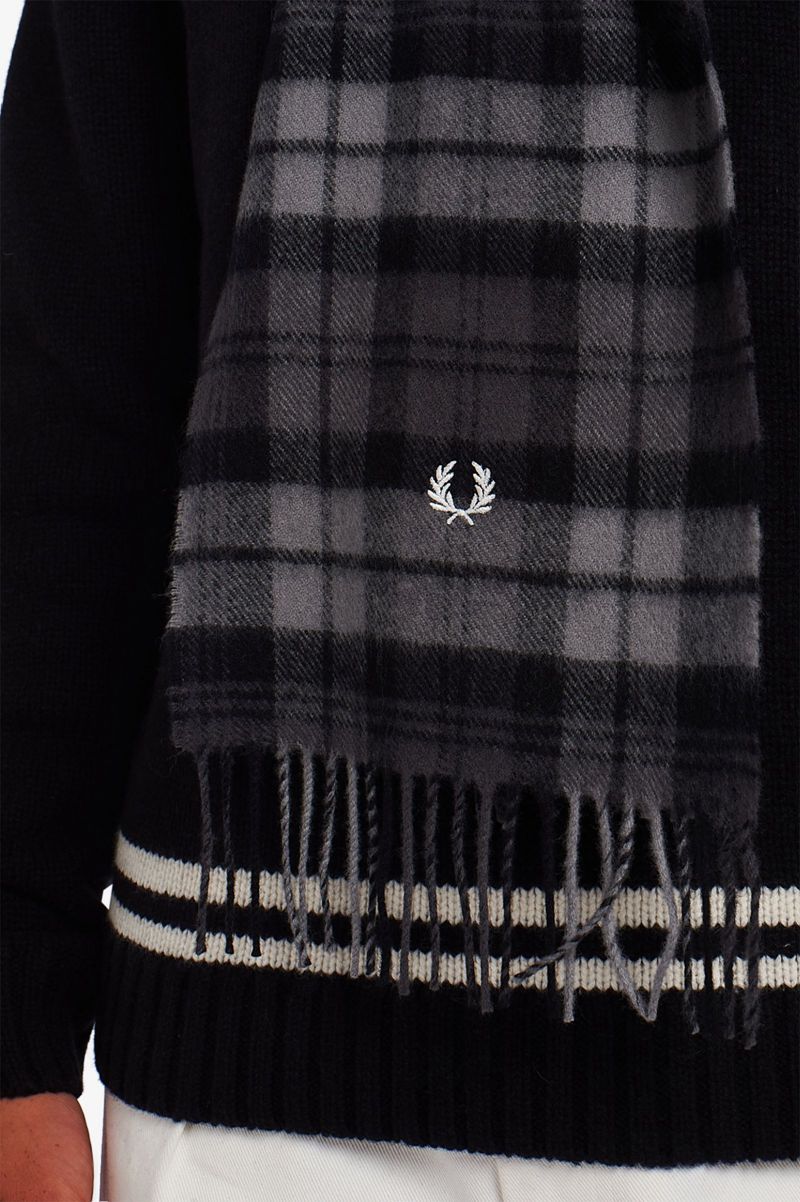 Men's Fred Perry Tartan Scarf Grey | 4258630-ZB