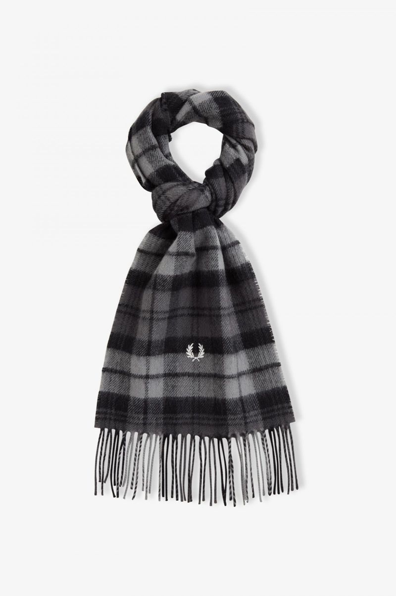 Men\'s Fred Perry Tartan Scarf Grey | 4258630-ZB