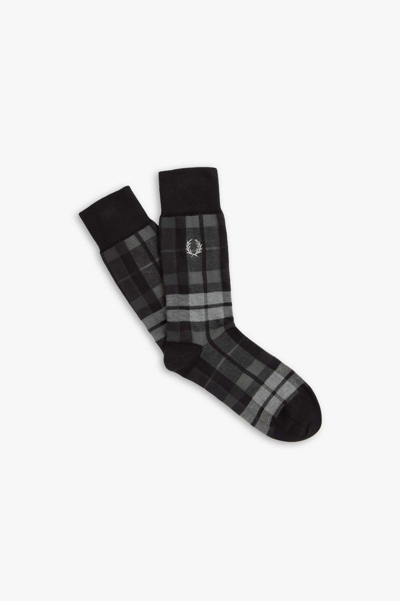 Men\'s Fred Perry Tartan Socks Black | 4632708-EC