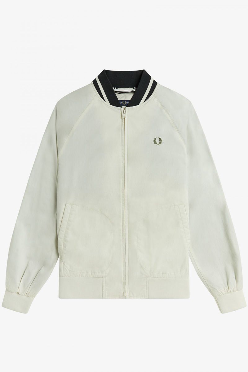 Men's Fred Perry Tennis Bomber Jackets White | 8942631-FL