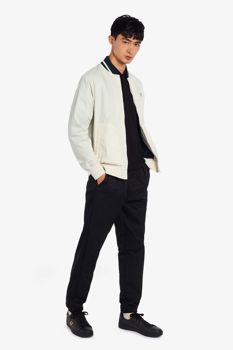 Men's Fred Perry Tennis Bomber Jackets White | 8942631-FL