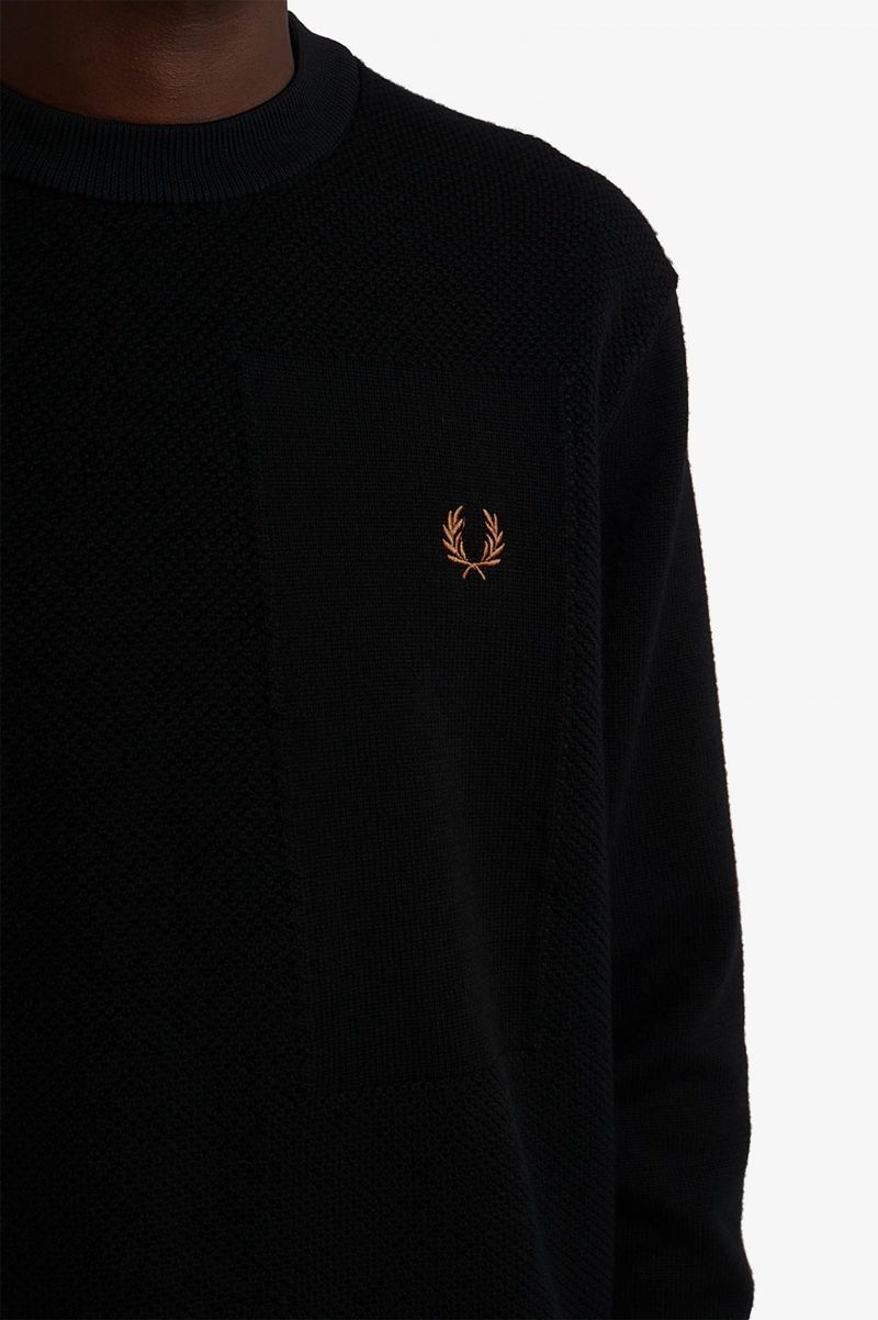 Men's Fred Perry Textured Merino Jumper Knitwear Black | 5209716-WT