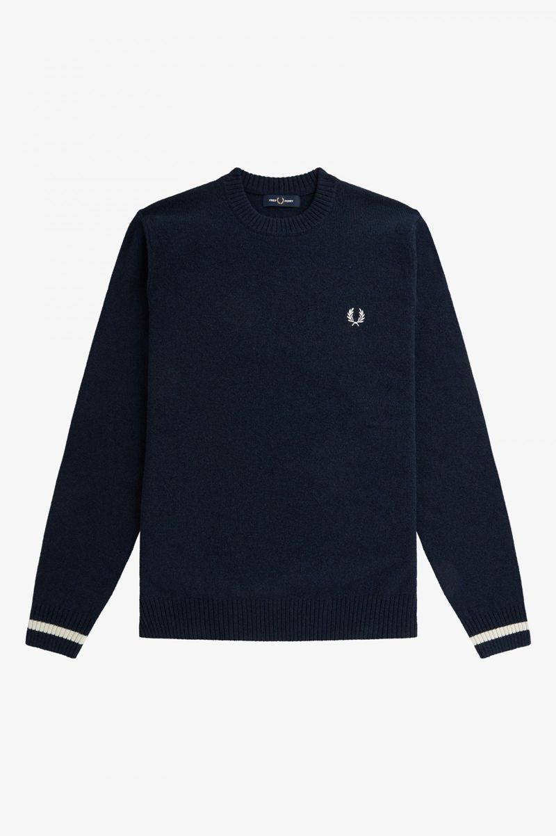 Men's Fred Perry Tipped Crew Neck Jumper Knitwear Dark Grey | 8956072-LR