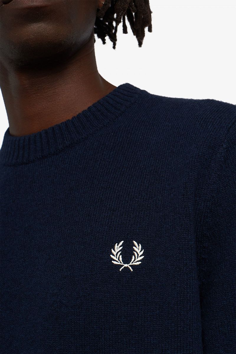 Men's Fred Perry Tipped Crew Neck Jumper Knitwear Dark Grey | 8956072-LR