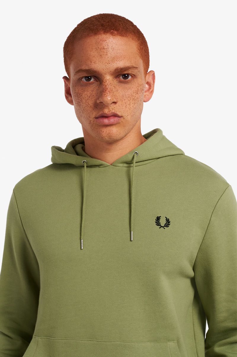 Men's Fred Perry Tipped Hooded Sweatshirts Olive Green | 2753961-EC