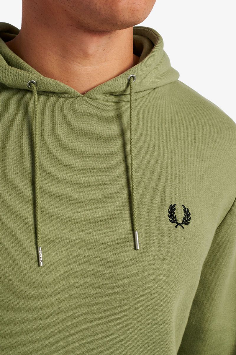 Men's Fred Perry Tipped Hooded Sweatshirts Olive Green | 2753961-EC