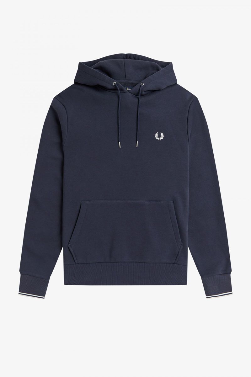 Men's Fred Perry Tipped Hooded Sweatshirts Deep Grey | 3297806-XN