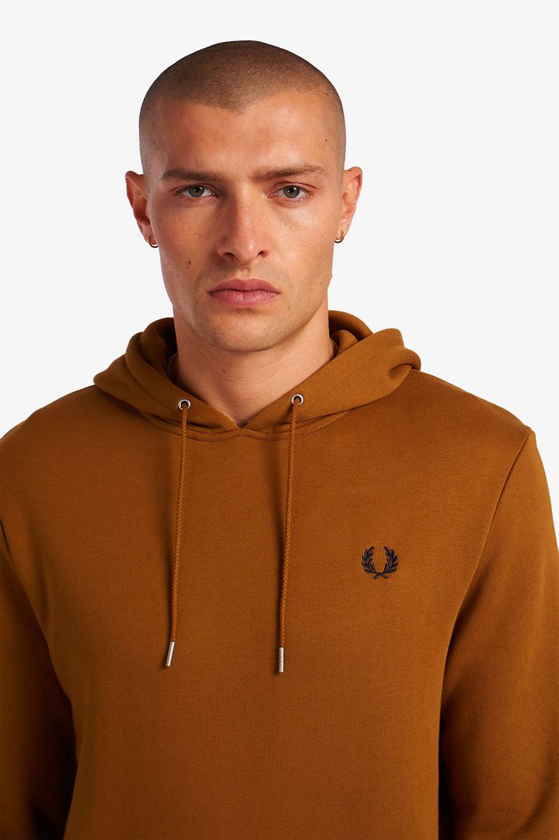 Men's Fred Perry Tipped Hooded Sweatshirts Camel | 4031825-IW