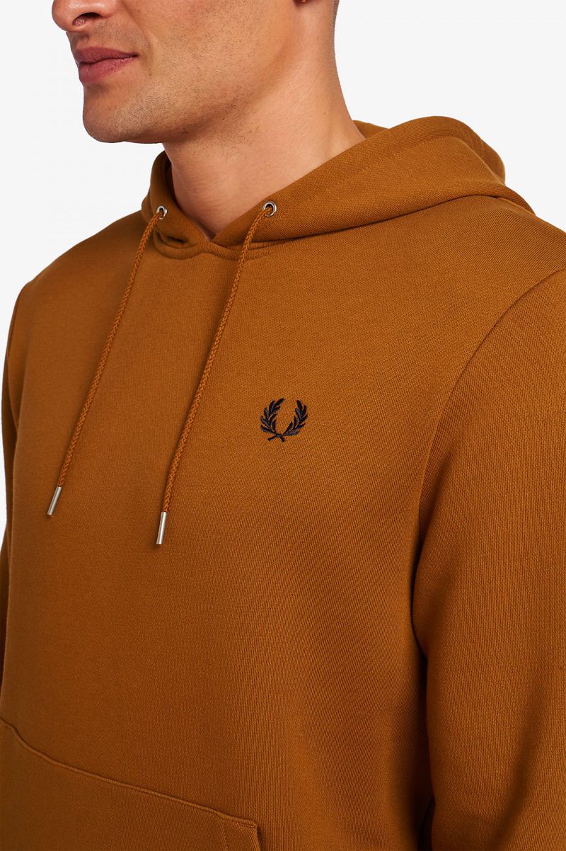 Men's Fred Perry Tipped Hooded Sweatshirts Camel | 4031825-IW