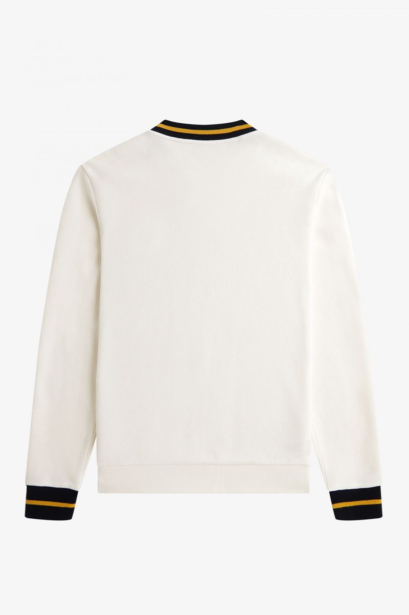 Men's Fred Perry Tipped Piqué Textured Jumper Knitwear White | 6213095-TL