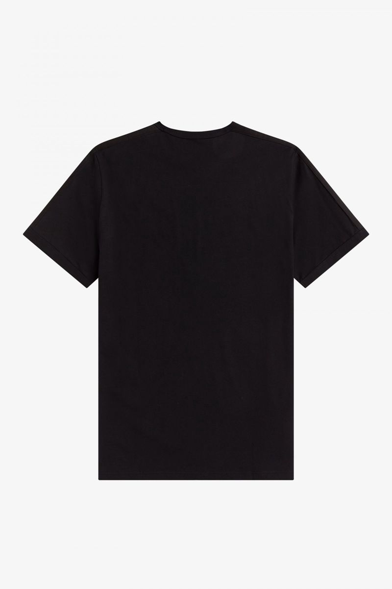 Men's Fred Perry Tonal Tape Ringer T-Shirts Black | 5063279-HZ