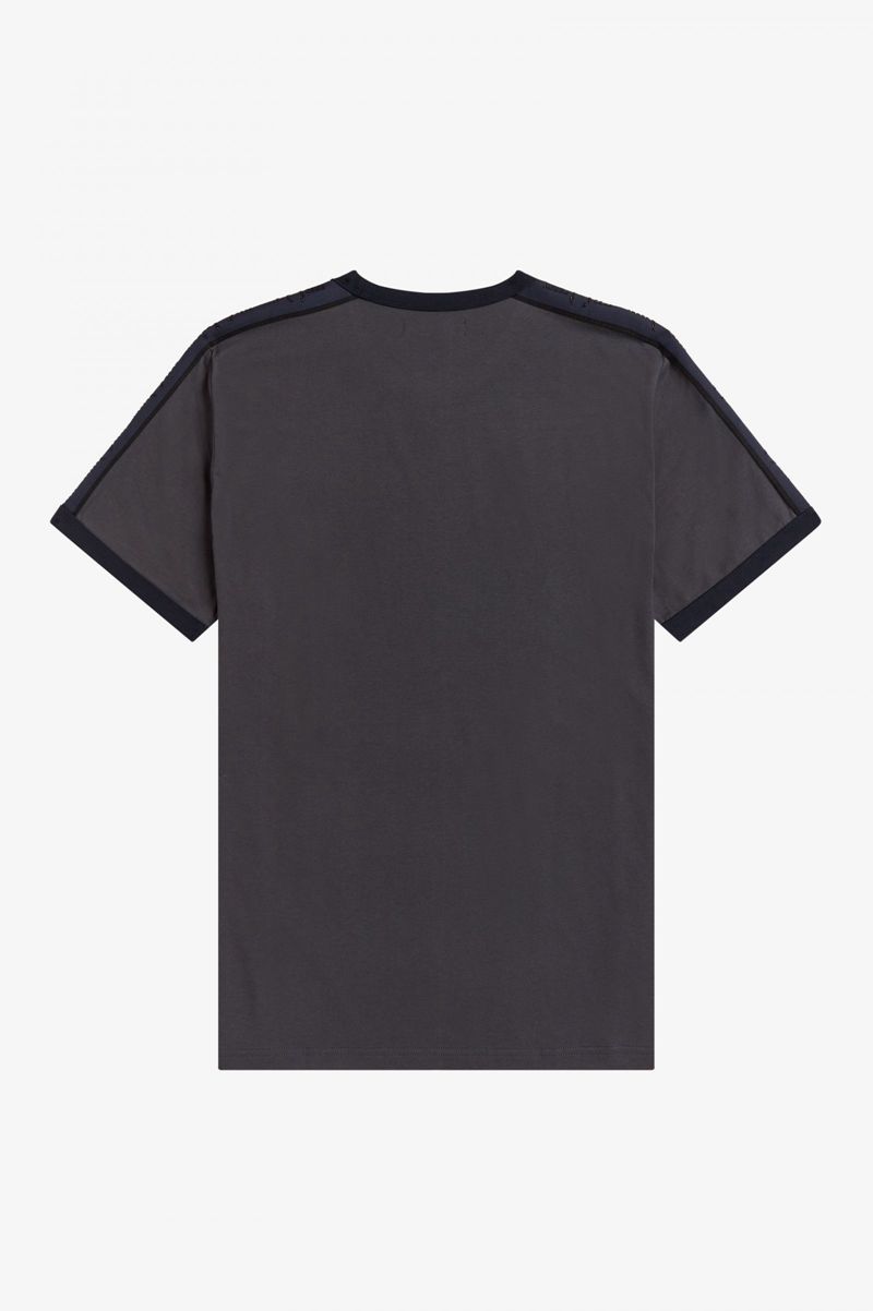 Men's Fred Perry Tonal Tape Ringer T-Shirts Black | 5934876-TK