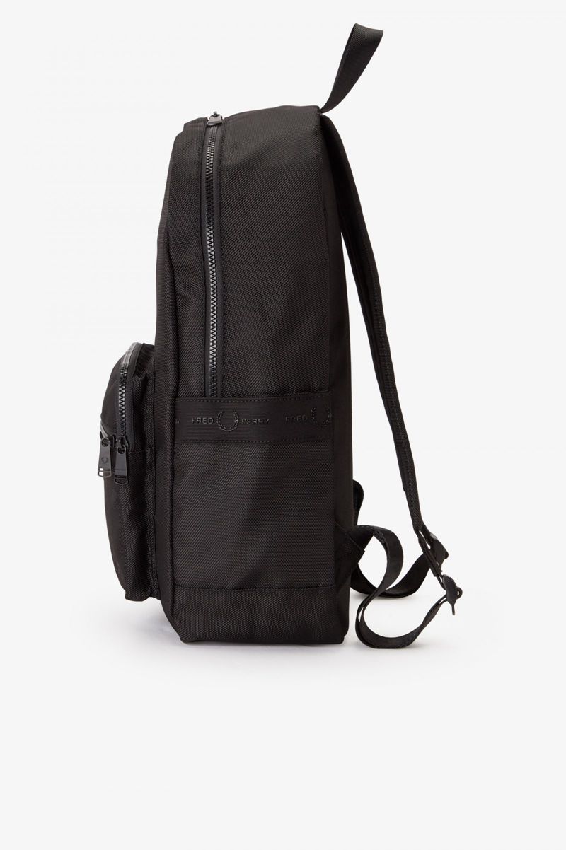 Men's Fred Perry Tonal Tape Tricot Backpack Black | 1602587-XL