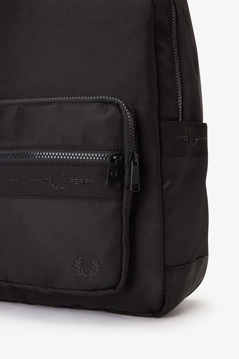 Men's Fred Perry Tonal Tape Tricot Backpack Black | 1602587-XL