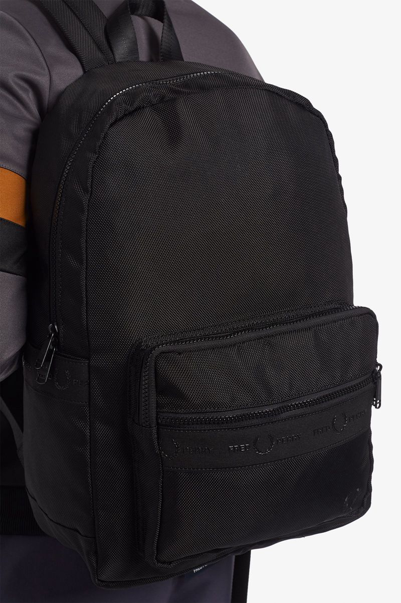 Men's Fred Perry Tonal Tape Tricot Backpack Black | 1602587-XL