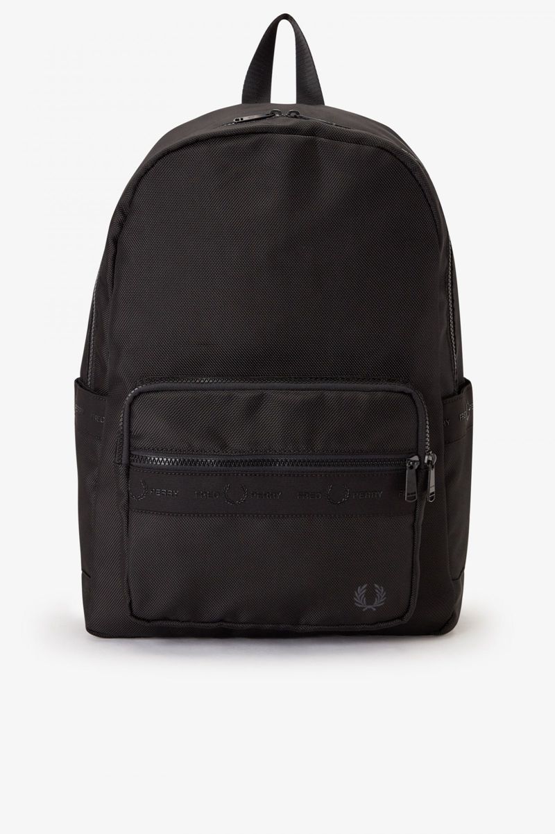 Men\'s Fred Perry Tonal Tape Tricot Backpack Black | 1602587-XL