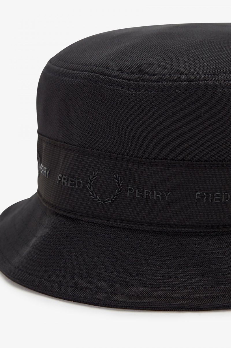 Men's Fred Perry Tonal Tape Tricot Bucket Hats Black | 6753109-MF