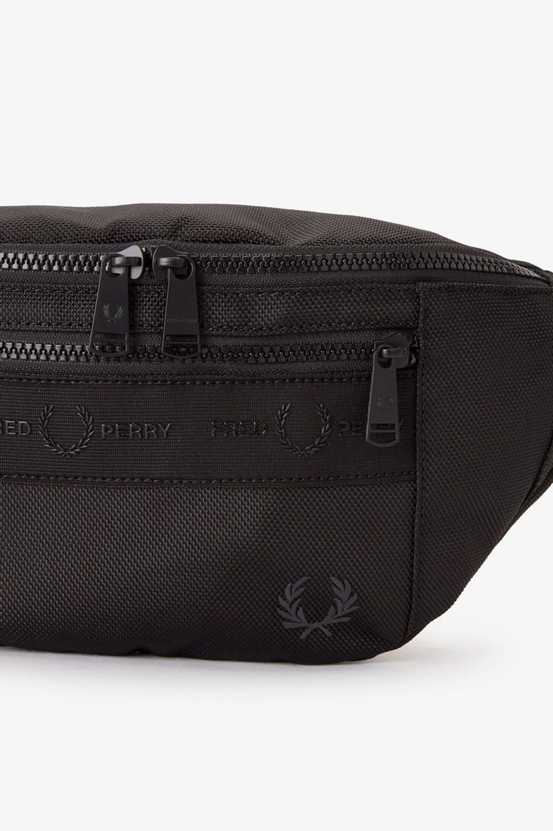 Men's Fred Perry Tonal Tape Tricot Crossbody Bags Black | 9085723-QI