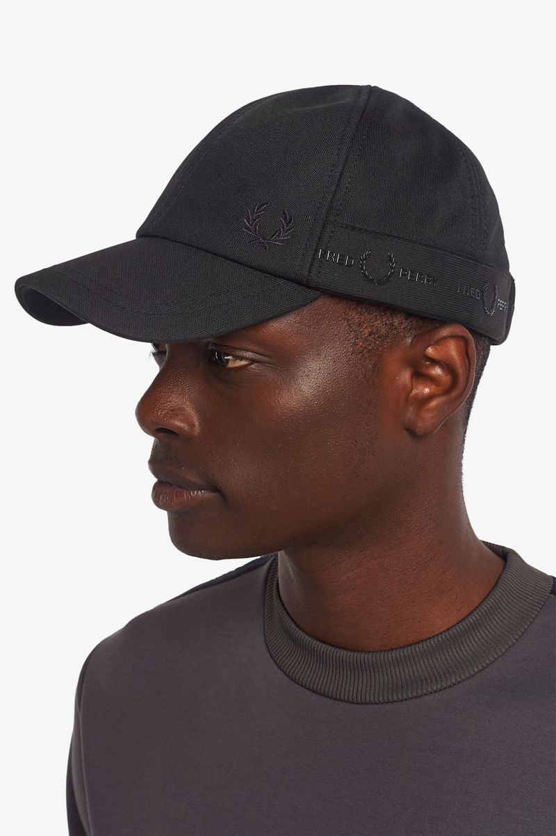 Men's Fred Perry Tonal Tape Tricot Hats Black | 9875612-ZU