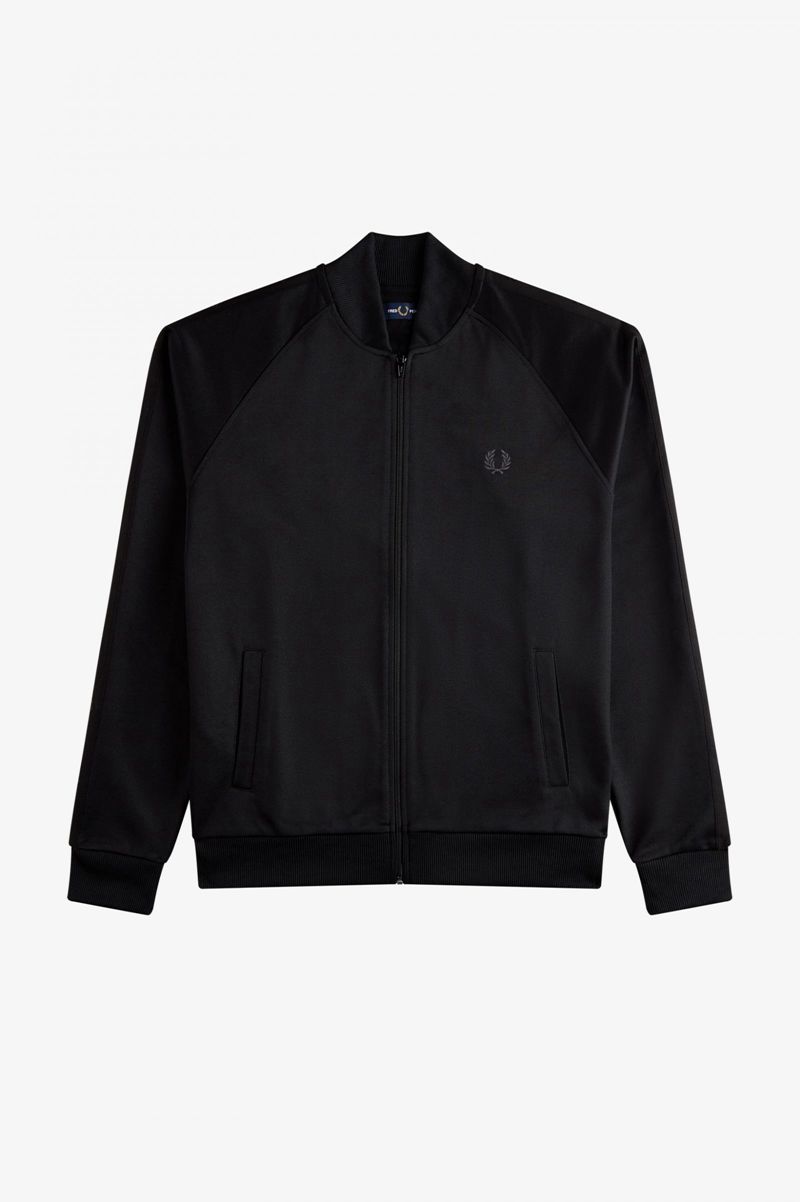 Men's Fred Perry Tonal Taped Bomber Neck Track Jackets Black | 3962041-CY