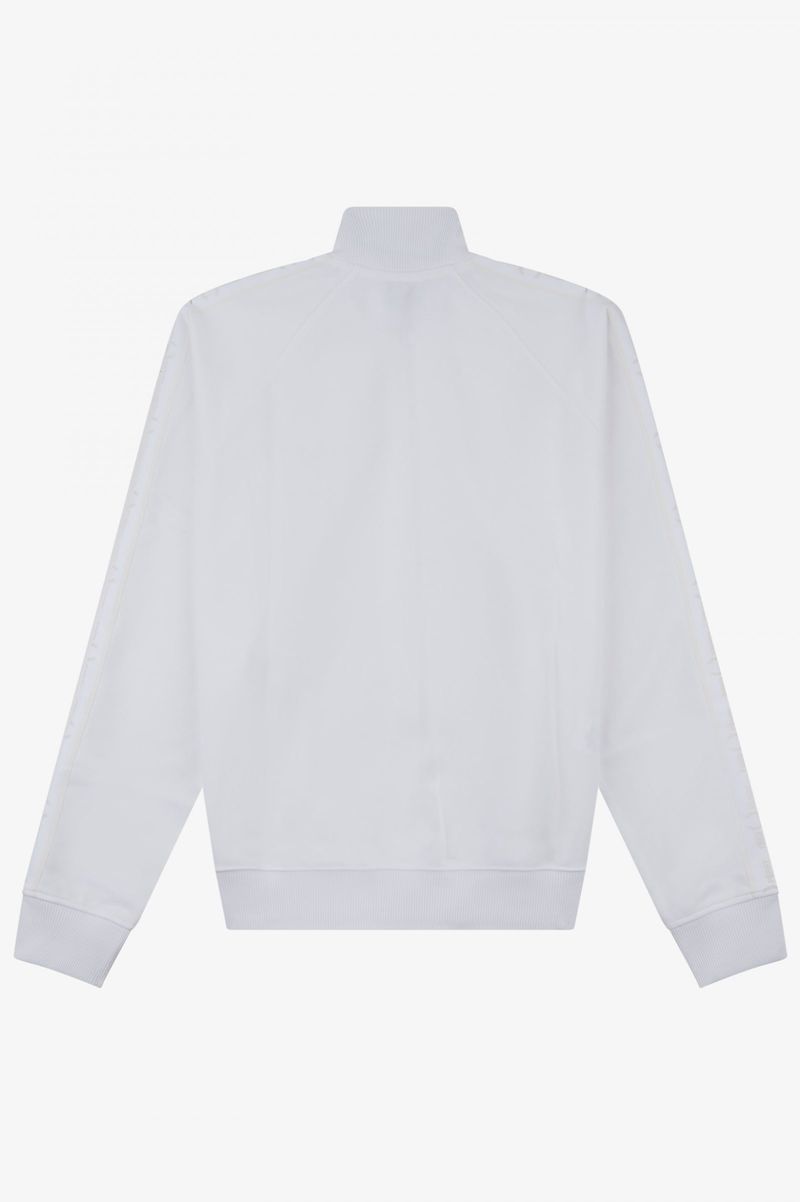 Men's Fred Perry Tonal Taped Track Jackets White | 6573409-VX