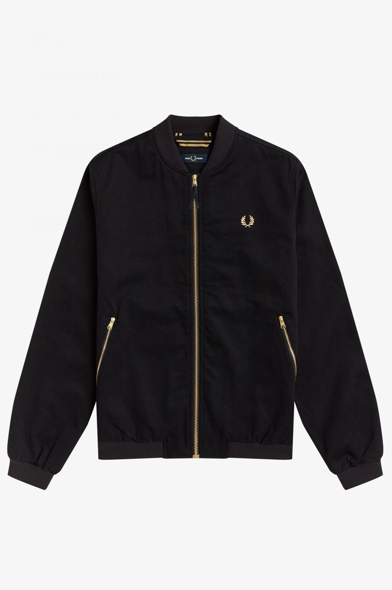 Men's Fred Perry Twill Bomber Jackets Black | 0368452-WM