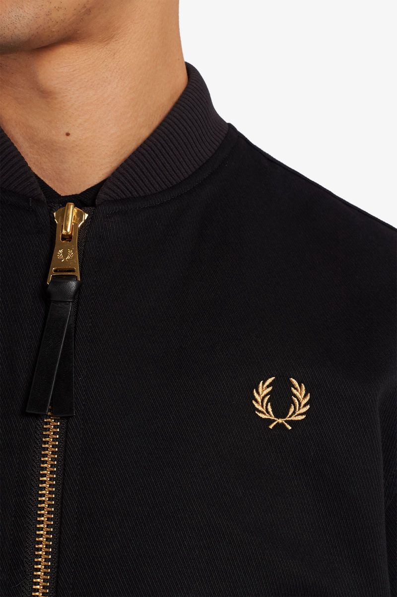 Men's Fred Perry Twill Bomber Jackets Black | 0368452-WM