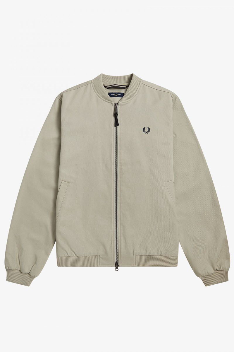 Men\'s Fred Perry Twill Bomber Jackets White | 4530716-DF