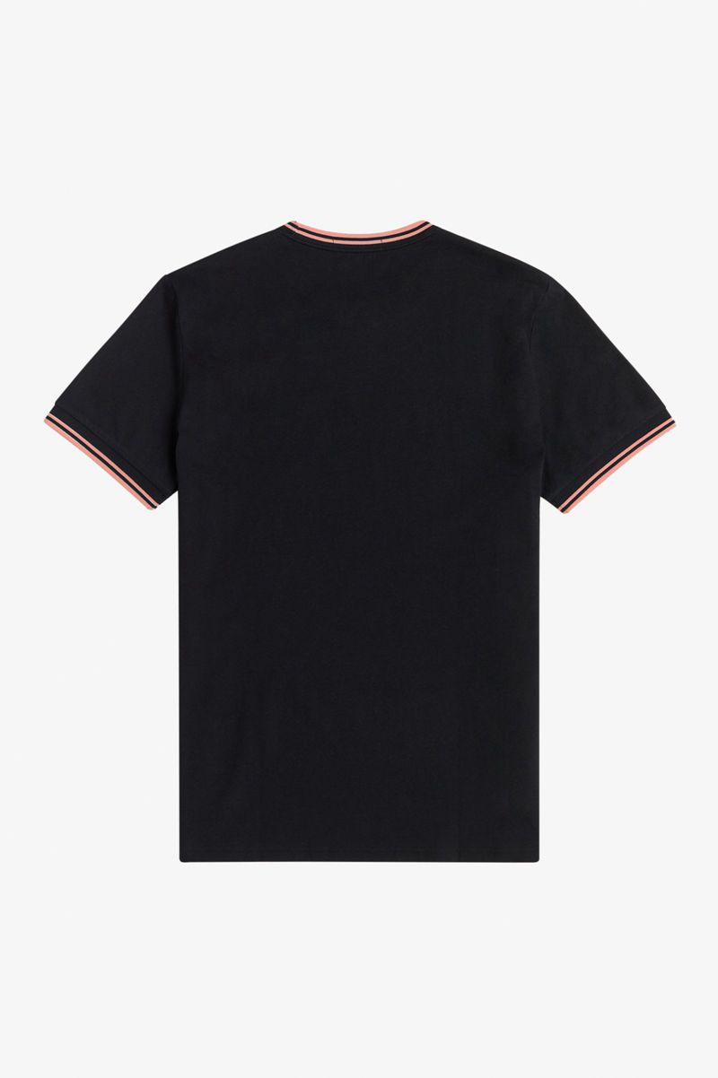 Men's Fred Perry Twin Tipped T-Shirts Black | 8721436-YD