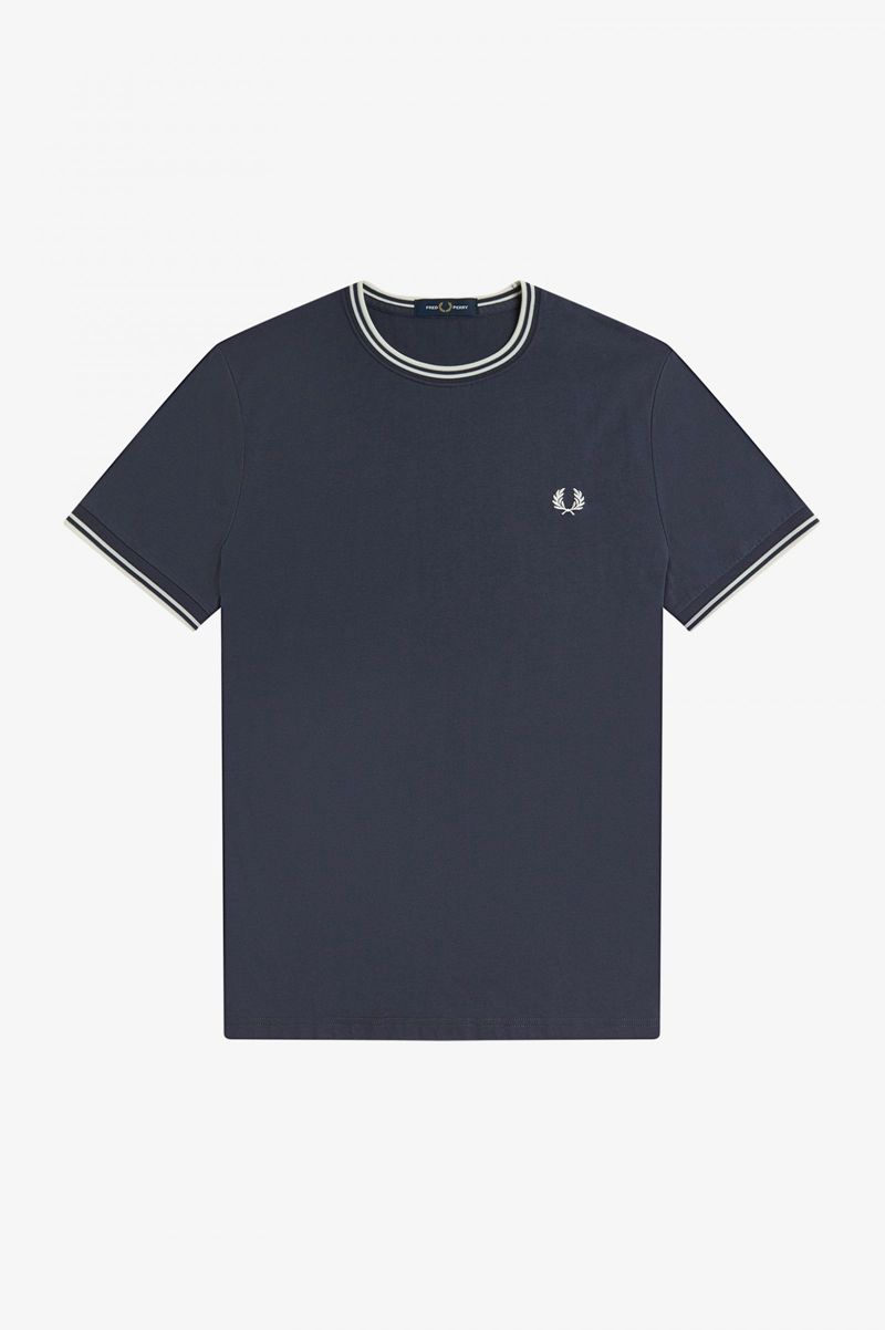 Men's Fred Perry Twin Tipped T-Shirts Deep Grey | 5143978-PV