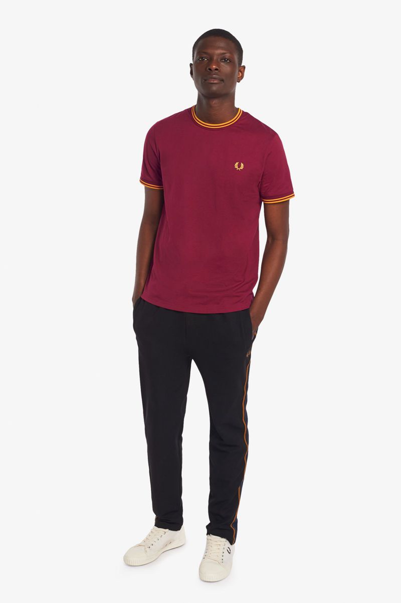 Men's Fred Perry Twin Tipped T-Shirts Red | 5371862-JA