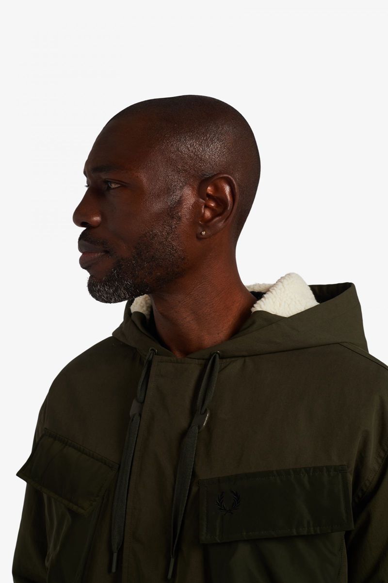 Men's Fred Perry Utility Pocket Parka Jackets Green | 7834069-HI